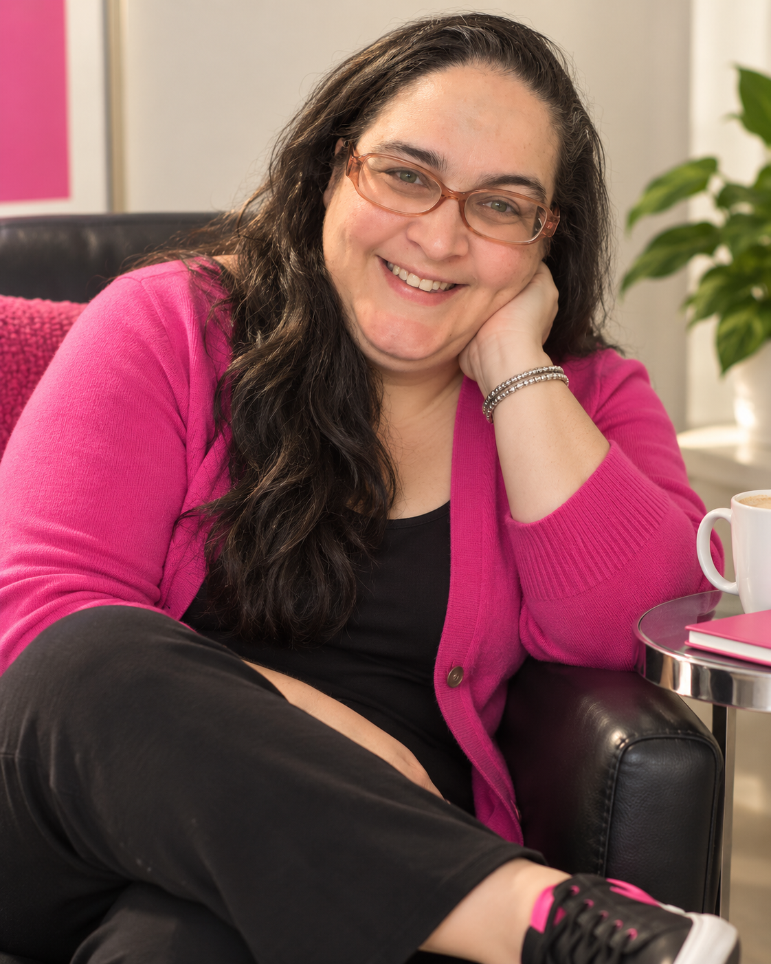 The Jeni B smiling in a relaxed setting away from the office